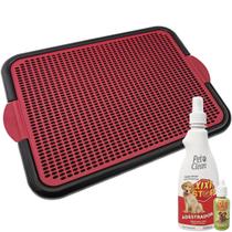 Sanitário Canino Higiênico Toalete Pipi Dog + Xixi Certo Xixi Não Educador Tapete Plástico Vermelho