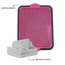 Sanitário Plástico Pet Rosa com 3 Refis Absorventes Laváveis - Quality