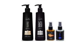 Sanliss Pós-Quimica Leave-In Restaurador e BBC Night e Repair Macadâmia e Shine Moringa