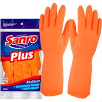 Sanro Luva Forrada Plus Laranja ,M - Kit C/10 Pr