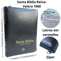 Santa Bíblia Letra Grande em Espanhol Zíper índice Lateral Concordância Palavras de Jesus em vermelho Reina Valera