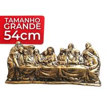 Santa Ceia Gesso Dourada Grande Para Pendurar de Luxo 54cm - Divinário