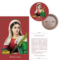 Santa Luzia 10 kits de botton com cartão de oração