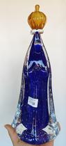 Santa Nossa Senhora de Fátima Cristal Murano AZUL ESCURO M - Cristais Tavares