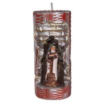 Santa Terezinha. Rossoni Velas. Gruta em vela tam 07x16cm vermelha. Imagem em resina 9cm