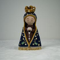 Santinha nossa senhora aparecida de croche com manto azul