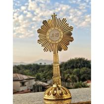 Santíssimo Sacramento Ostensório 18cm Metal Dourado Lindo - Divinário