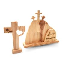 Santo Sepulcro em Madeira Pinus Decoração Cristã para Páscoa, Mesa Posta ou Capela Devoção Fé