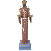 São Francisco Esculpido Em Madeira 27Cm Artesanato - Manaom
