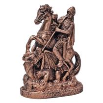 São Jorge Cavalo Guerreiro Estátua Decoração Resina Bronze - M3 Decoração