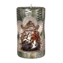 São Jorge. Rossoni Velas. Gruta em vela tam 10x16cm verde. Imagem em resina 9cm São Jorge. Rossoni Velas. Gruta em vela tam 10x16cm verde. Imagem em resina 9cm
