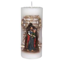 São José. Rossoni Velas. Gruta em vela tam 07x16cm branca. Imagem em resina 9cm