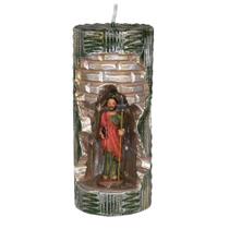 São Judas. Rossoni Velas. Gruta em vela tam 07x16cm verde. Imagem em resina 9cm