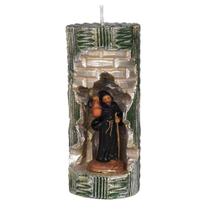 São Longuinho. Rossoni Velas. Gruta em vela tam 07x16cm verde. Imagem em resina 9cm
