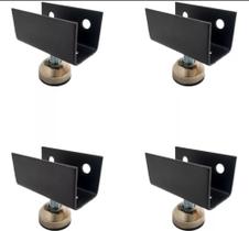 Sapata "U" para MDF 15mm com rosca Preto + Pé Nivelador + Parafusos - Kit 4 un Sapata "U" para MDF 15mm com rosca Preto + Pé Nivelador + Parafusos - Kit 4 un