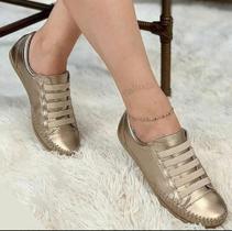 Sapatanis feminino Metalizado Prata velha dourado couro legítimo