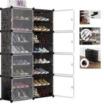 Sapateira 16 prateleiras organizador ajustável sapatos dupla modular grande armazena até 32 pares
