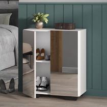 Sapateira 2 Portas com Espelho Nina Multimóveis Branca/Preta Sapateira 2 Portas com Espelho Nina Multimóveis Branca/Preta