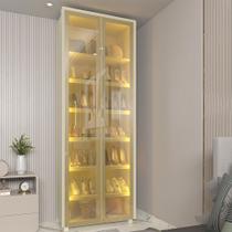 Sapateira 2 Portas Reflecta LED 100% MDF Magnifica Off White - Gelius