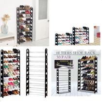 Sapateira 30 Pares 10 Prateleiras Estante Armazenamento Empilhável Suporte Para 60 Tenis Sapatos Organizador Modular