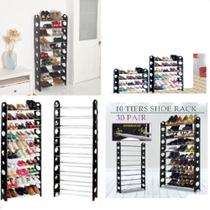Sapateira 30 pares 10 prateleiras estante armazenamento empilhável suporte para 60 tenis sapatos organizador modular