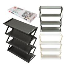 Sapateira 4 Andares Plástico PP TNT Organizador de Sapatos Compacto 41cm Multiuso Quarto Guarda Roupa