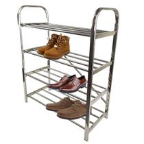 Sapateira 4 Andares Prateleira Inox 12 Pares Calçado Tenis Sapato Oganizador Multiuso Casa Quarto Closet Hall de Entrada Corredor