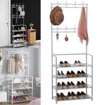 Sapateira Arara Multifuncional 4 Prateleiras Organizador de Roupas, Sapatos e Bolsas 12 Pares Branco Sapateira Arara Multifuncional 4 Prateleiras Organizador de Roupas, Sapatos e Bolsas 12 Pares Branco