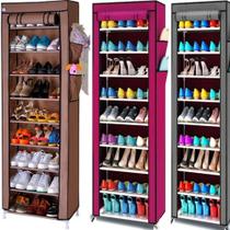 Sapateira armário multifuncional com zíper, estante portátil grande de 160cm, 9 camadas para organização de sapatos e roupas Sapateira armário multifuncional com zíper, estante portátil grande de 160cm, 9 camadas para organização de sapatos e roupas