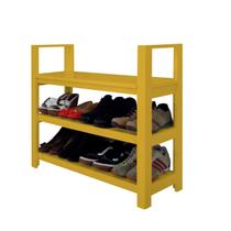 Sapateira Banco com Braço de Piso para Closets e Quartos 8 Pares Sapatos - Amarelo Laca - Formalivre