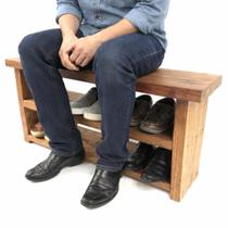 Sapateira Banco De Madeira Maciça Porta Calçados 65cm
