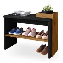 Sapateira Banco Elegante Organizadora Quarto Londres Preto Freijó Sapateira Banco Elegante Organizadora Quarto Londres Preto Freijó