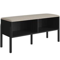 Sapateira Banco Hall De Entrada Pés Madeira Moss A03 Nero Preto - Lyam Decor Sapateira Banco Hall De Entrada Pés Madeira Moss A03 Nero Preto - Lyam Decor