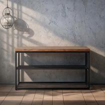 Sapateira Banco Industrial Organizador de Sapatos Madeira e Aço Preto Rack Multiuso Hall de Entrada Quarto Closet Decorativo Resistente