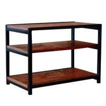 Sapateira Banco Industrial Preta Madeira Imbuia Com 3 Prateleiras