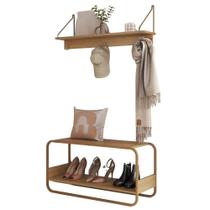 Sapateira Banco Luna 90cm com Prateleira Oslo Hanover Dourado em MDP Artesano Móveis
