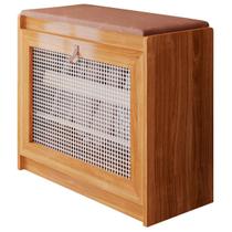 Sapateira Banco Madeira Macica Ratam Porta Basculante Assento Almofadado Hall Quarto