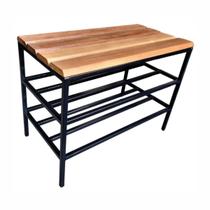 Sapateira Banco Organizador de Sapatos de Madeira 2 Prateleiras Multiuso Para Hall de Entrada