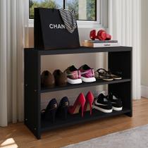 Sapateira Banco Organizadora de Calçados para Quarto Closet Hall de Entrada Banquinho Safira - Preto