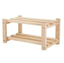 Sapateira Banco para Hall de Entrada Elegante em Madeira de Pinus com 2 Prateleiras