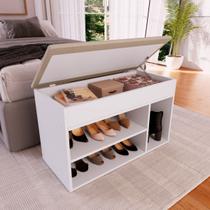 Sapateira Baú com Tampo Estofado Completa Móveis Branco Sapateira Baú com Tampo Estofado Completa Móveis Branco