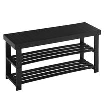 Sapateira Bench Apicizon Bamboo de 3 camadas 90x30x48cm preta