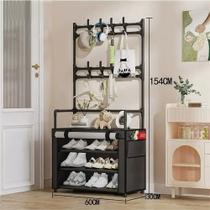 Sapateira Cabideira Arara 4 Andares Prateleiras com 8 Suportes Multiuso/com capa embaixo