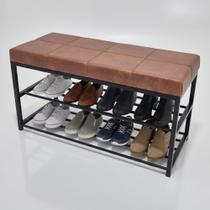 Sapateira Calçadeira Puff Closet Zuri 85cm 02 Prateleiras New Dallas Whisky - Abmaza