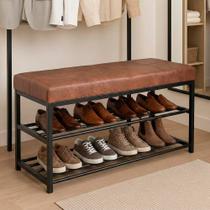 Sapateira Calçadeira Puff Closet Zuri 85cm 02 Prateleiras New Dallas Whisky - Desk Design Sapateira Calçadeira Puff Closet Zuri 85cm 02 Prateleiras New Dallas Whisky - Desk Design
