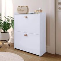 Sapateira Closet Moderna 2 Compartimentos, Branca, Puxadores Rose Gold, Corredor Quarto, armário para 12 pares sapatos Sapateira Closet Moderna 2 Compartimentos, Branca, Puxadores Rose Gold, Corredor Quarto, armário para 12 pares sapatos