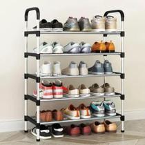 Sapateira com 5 Prateleiras em Aço Organizador de Sapatos Resistente para Closet, Corredor e Lavanderia Pés Elevados Sapateira com 5 Prateleiras em Aço Organizador de Sapatos Resistente para Closet, Corredor e Lavanderia Pés Elevados