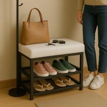 Sapateira com Banco Prateleiras Reforçadas e Assento Confortável em material sintético