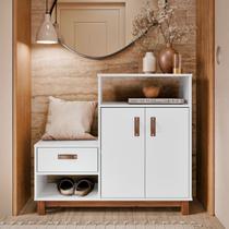 Sapateira Cômoda Armário Com Banco Assento - Maya - Cor: Branco - Lojas G2