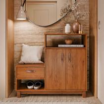 Sapateira Cômoda Armário Com Banco Assento - Maya - Cor: Freijó - Lojas G2